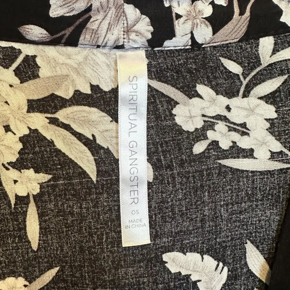 Spiritual Gangster Maya Kimono Black Floral Cardigan Duster OS Boho Beach Cover - Picture 6 of 10